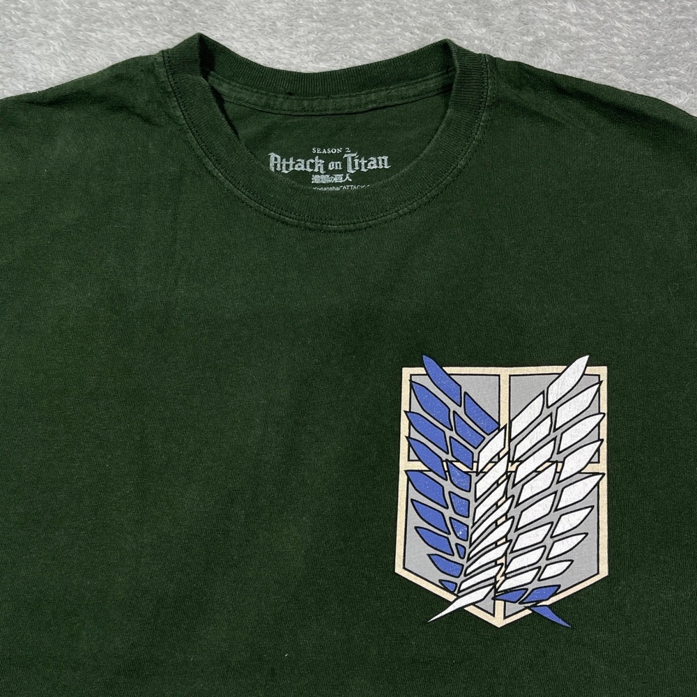 Attack on Titan Season 2 Anime T-Shirt Graphic Print Green Men's Medium Cosplay